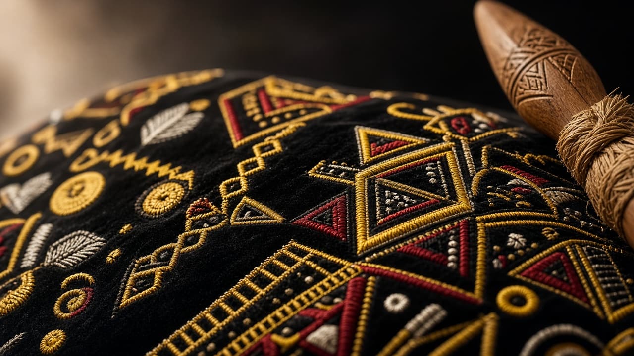 Mankon toghu velvet embroidery — Grassfields cultural textile
